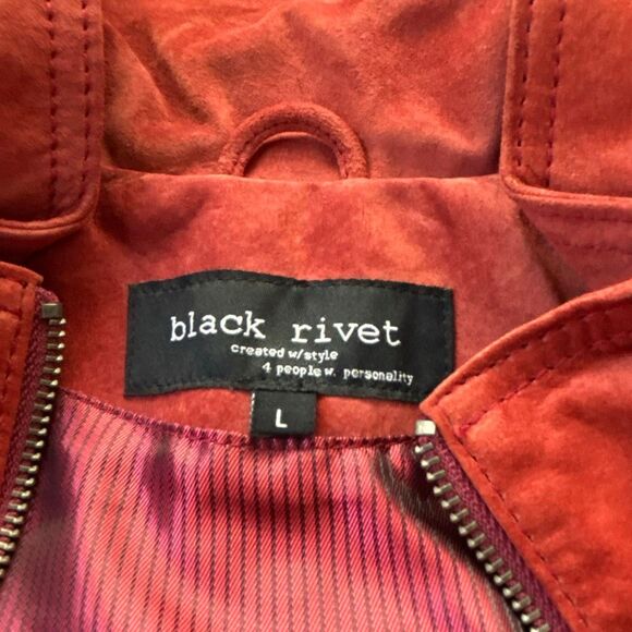 NWT Black Rivet Wilsons Leather suede jacket soft Rust Red/Brown Sz L - Picture 5 of 9